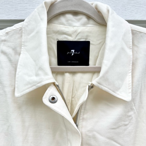 7 For All Mankind Cream Floral Eyelet Sleeve Jacket - Picture 2 of 3